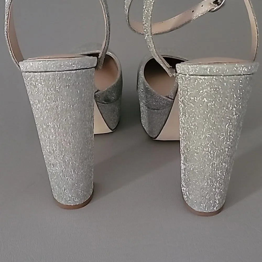 Born on Fifth x Antonio Melani Liv Metallic Glitter Closed Toe Platform Pumps 8M